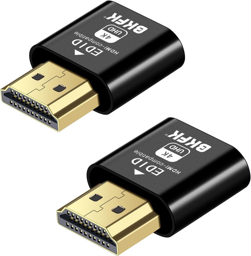 BKFK موصل HDMI وهمي 4K HDR، محاكي شاشة افتراضية EDID، محول عرض بدون رأس، محول HDMI وهمي بدون رأس، يدعم حتى 4K@60Hz، 1080@120Hz (HDMI 2Pack) - Image 1